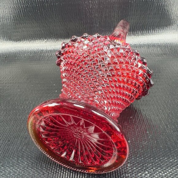 Westmoreland Red Glass English Hobnail Pattern Basket Cadmium Amberina UV Glow - Picture 11 of 16